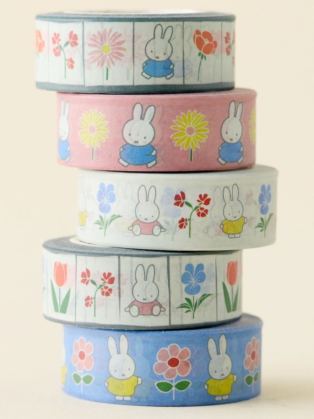 UO Exclusive Miffy Floral Washi Tape Set of five